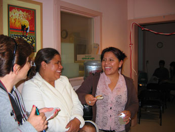 Maqria, Rosa and another chatting at party